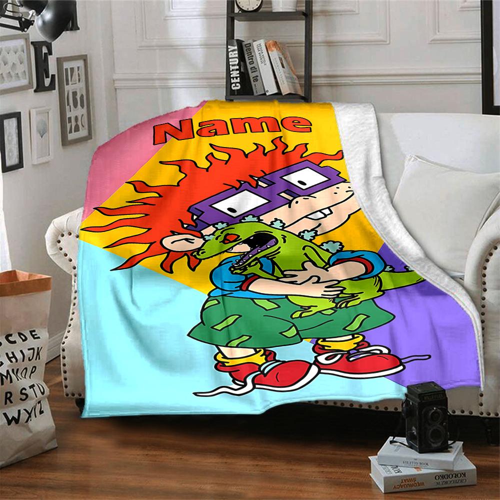 Custom Name Rugrats Theme Printed Blanket - Perfect for Couch, Bed, Travel & Outdoor Use | Machine Washable, Cozy & Durable.