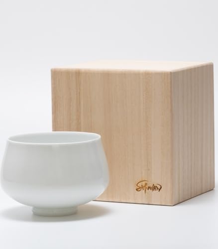 SHUWAN Sake Glass, 270ml, Porcelain, Made in Japan, Sake Cup, Sake Cup, Glass, Gift (Paulownia Box)