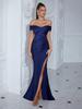 Elegant Off-Shoulder Slim Fit Evening Dress In Solid Color – Sexy Long Women's Dress