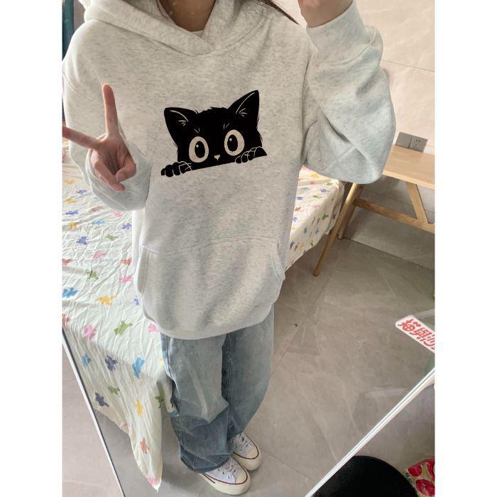 

Женское худи свободного кроя с мультяшным принтом - Повседневный стиль для осени/зимы M