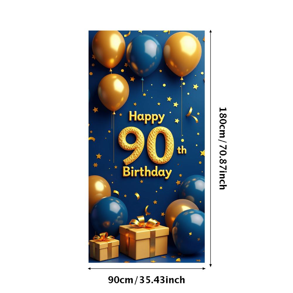 90. Geburtstag Banner Goldener Ballon Happy Birthday Party Dekoration Kulisse Jubiläumsfeier Fotografie Hintergrund Requisite