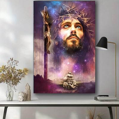 Video abspielen Jesus und Löwe Dornenkrone Jesus Leinwandgemälde Christentum Gott Poster Druck Wandkunst Bild für Wohnzimmer Heimdeko