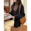 French Retro Mid Length Jacket Autumn Winter Thick Knit Loose Commuting Style Sweater Women's Knitted Cardigan