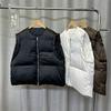 High-end Satin Down Vest Women's New Loose Round Neck Large Size White Duck Down Vest Trendy