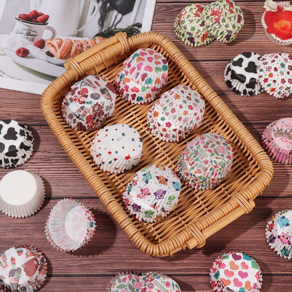 100 Stück Haus & Küche DIY Cupcake Fettbeständige Backform Tier Kuchen Papierbecher Muffinbecher Blume