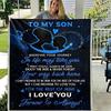 1pc "to My Son" Flannel Blanket - & Warm All-Season with Mother-Son Bond Message Photo Holders Design-Like Pattern (Insert Your Ow