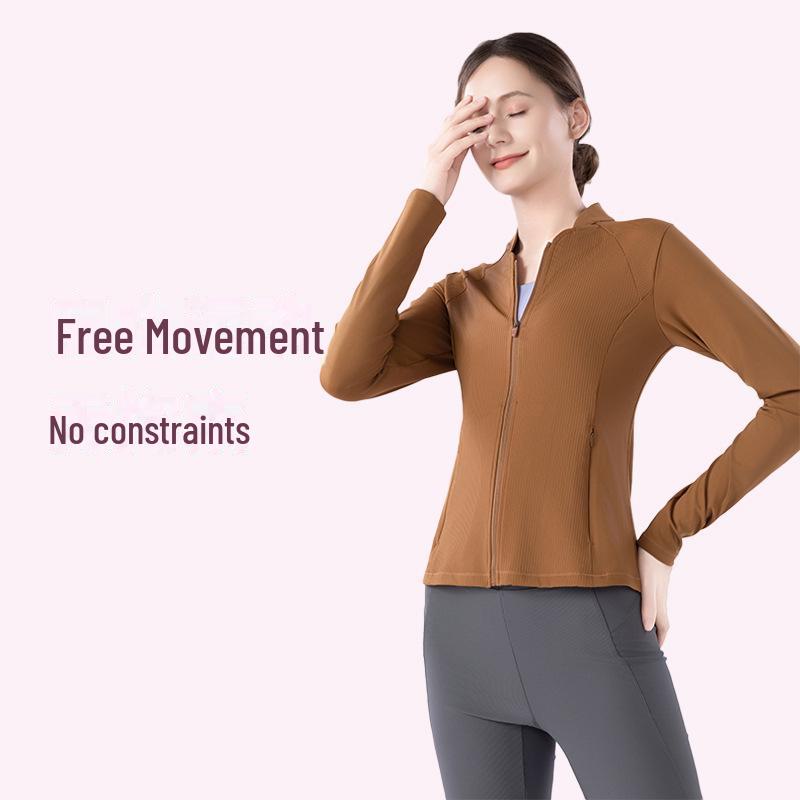 Women's Quick-Dry Long-Sleeve Yoga Jacket with Stand Collar
