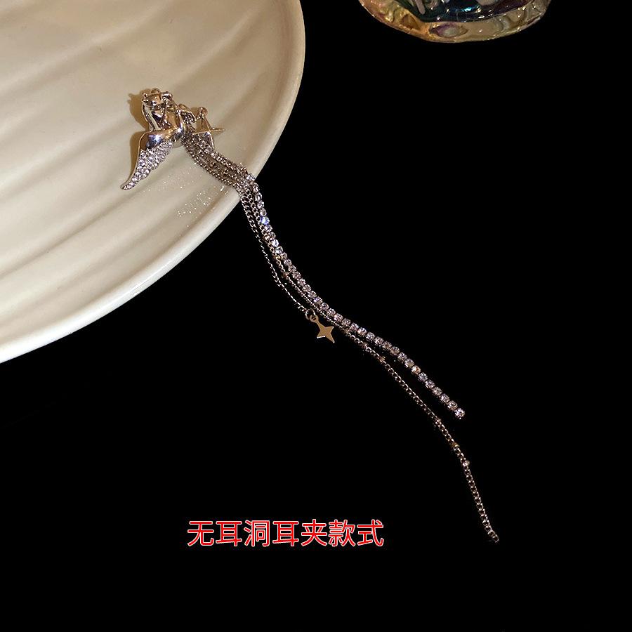 Silver Needle Zircon Butterfly Pendant Earrings Earrings Clips Personalized Design Sense Fashion Exquisite Earrings Light Luxury Premium Earrings