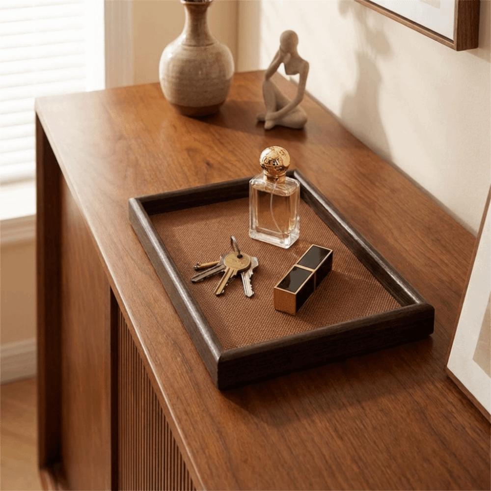 Holz Schmuck-Auslage Tabletts Dekorativer Uhr Schmuck Organizer Rechteckiges Aufbewahrungs Tablett Schminktisch