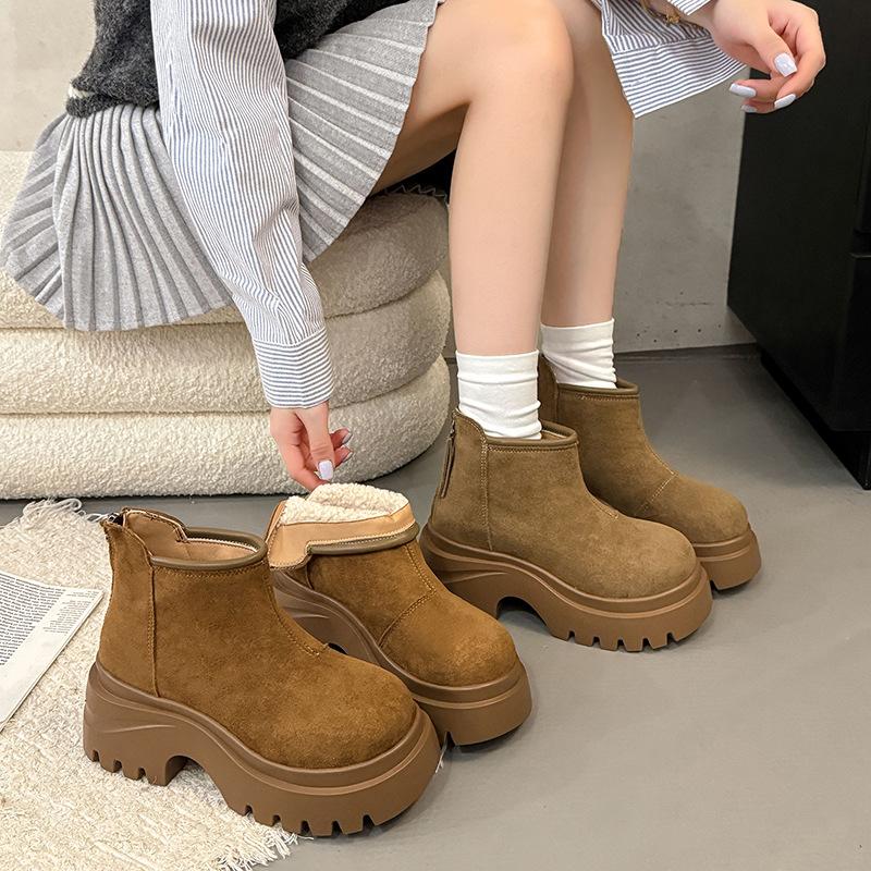 European Station Martin Boots Women's 2025 Autumn New Casual Retro Thick-soled Big Head Short Boots Short Locomotive Rhubarb Boots