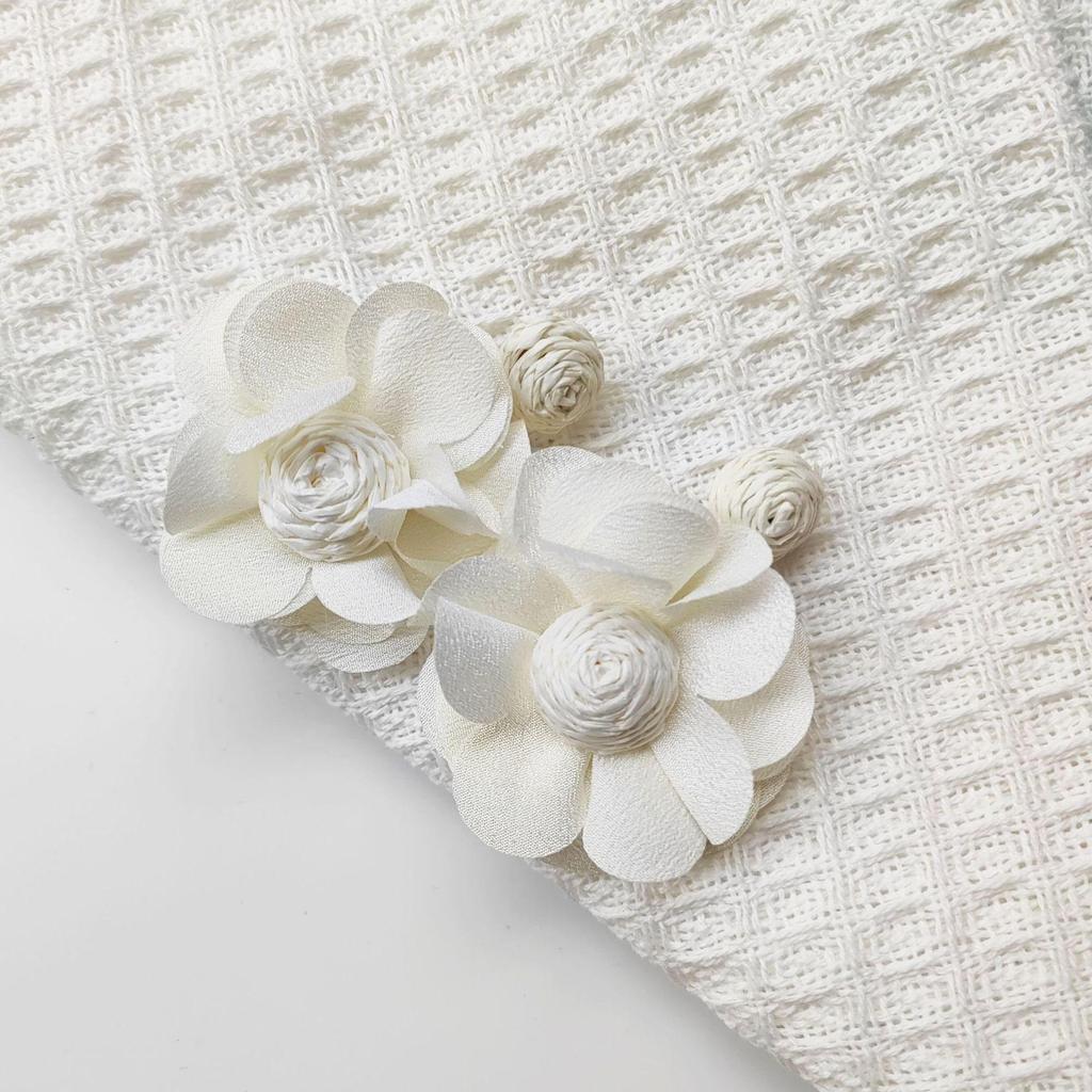 Dopamine Color Chiffon Flower Earrings - Fresh Seaside Style for Women