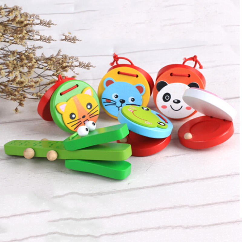 Preschool Early Castanets Toys Clapper Handle Musical Instrument Educational