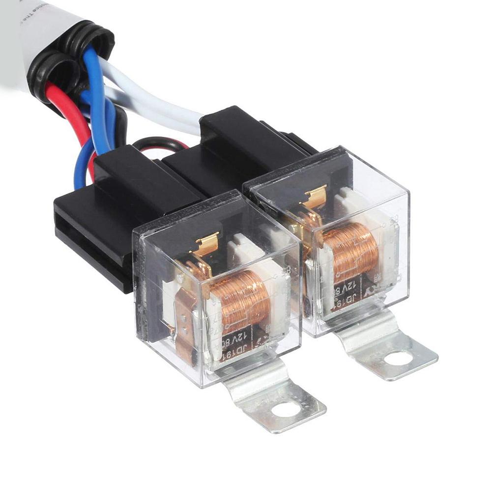 2 Headlight H4 Headlamp Light Bulb Ceramic Socket Plugs Relay Wiring Harness Kit 12V