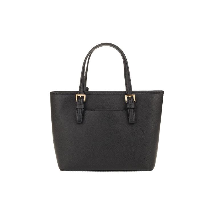 New MICHAEL KORS Jet Set Cow Leather Tote Bag Shopping Bag Handbag Shoulder Bag Small Size Women's Pure Black 35T9GTVT0L-BLACK