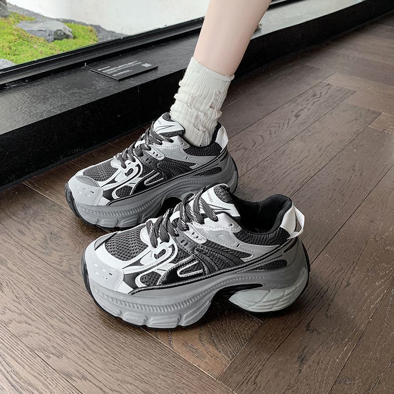Platform-soled Paris Daddy shoes for women's 2025 spring new versatile small man height-increasing mesh breathable casual sports shoes