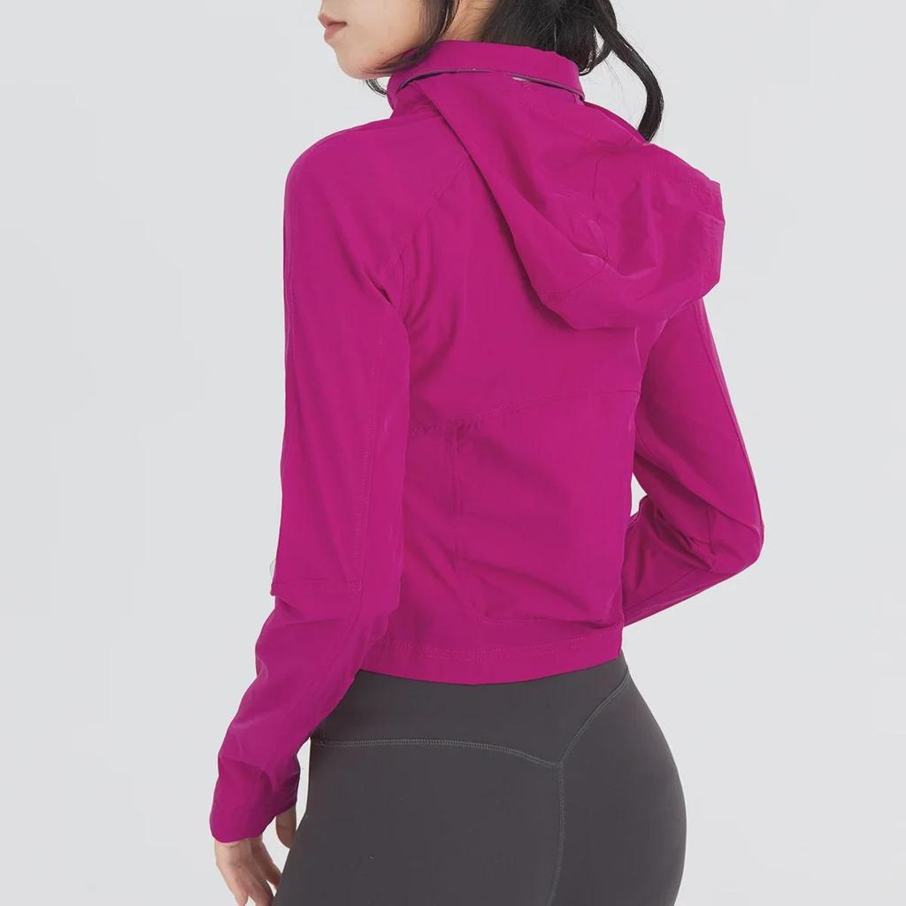 Damen Slim Fit Kapuzen-Yoga-Jacke: Stretch, Winddicht, Atmungsaktiv, Sonnenschutz, Outdoor-freundlich