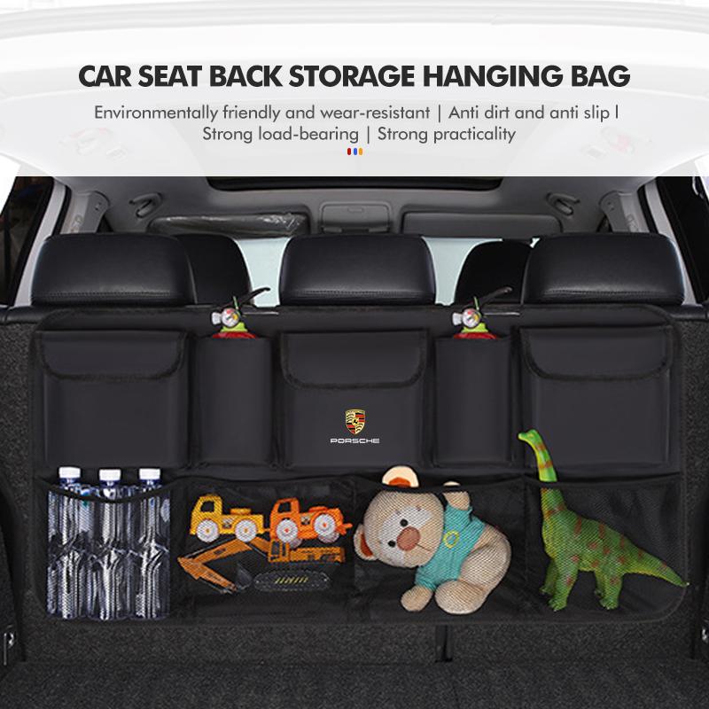 For Porsche Car Seat Back Trunk Rear Seat Hanging Multi-Pocket Storage Bag Macan Cayman 911 918 996 997 991 968 Carrera-GT