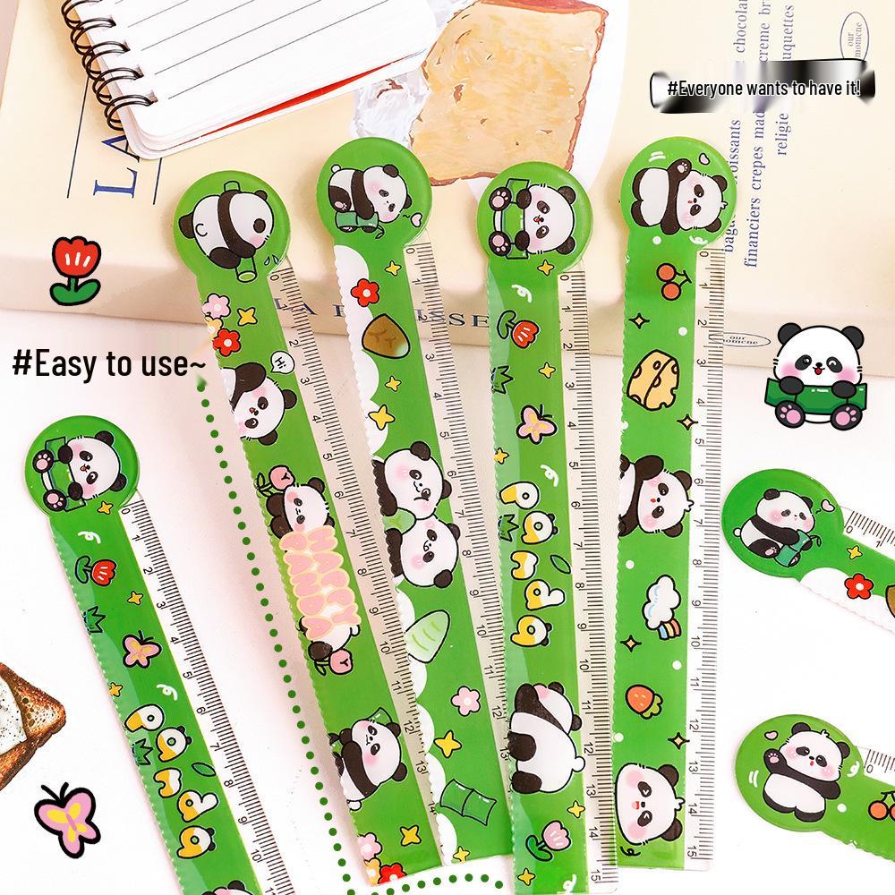 Cute Panda Bookmark Ruler - Cartoon Scale Ruler for Students, Learning Supplies, Stationery, Prize