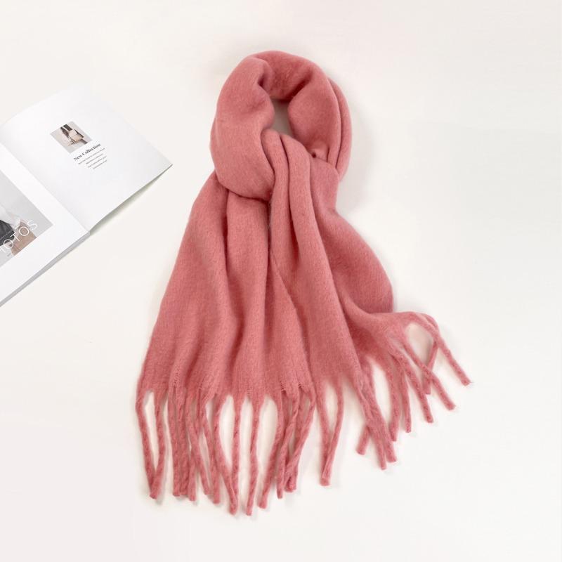 Autumn and winter new hippocampus hair scarf women's versatile high-end wear green scarf solid color shawl