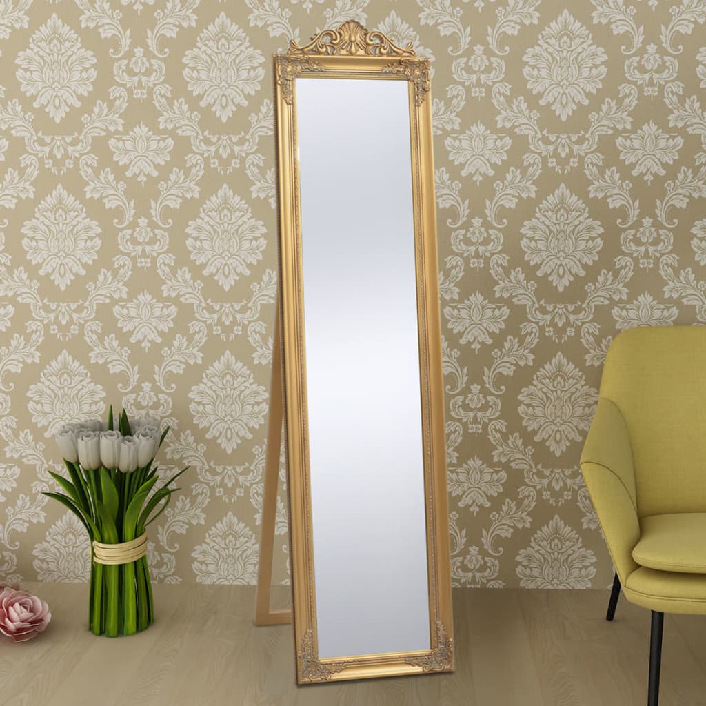 Specchio da terra in stile barocco 160 x 40 cm Oro