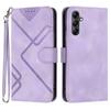 For Samsung Galaxy A17 Wallet Case Line Imprinted PU Leather Phone Cover with Strap