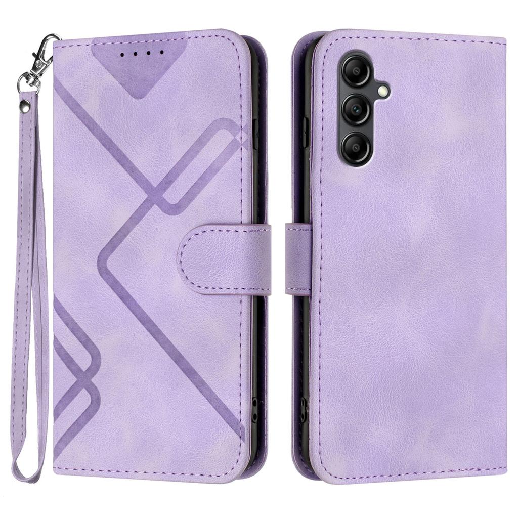 For Samsung Galaxy A17 Wallet Case Line Imprinted PU Leather Phone Cover with Strap