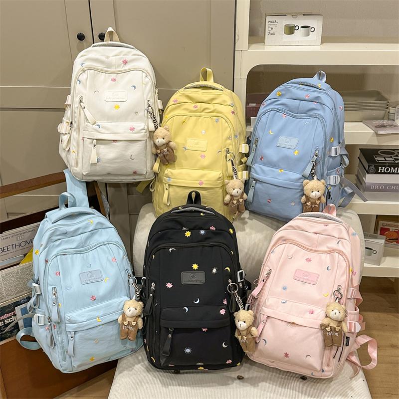 Zaino Stile College da Donna Zaino Ricamato Zaino Scolastico per Studenti