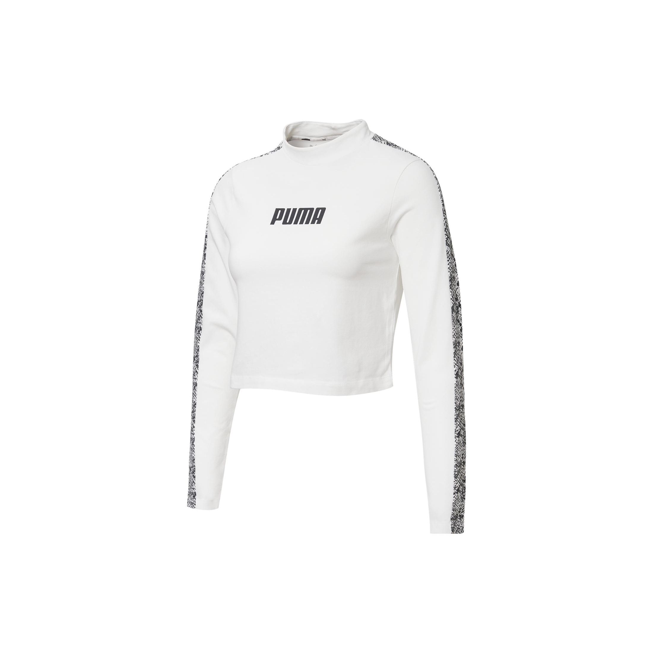 

Puma Snake Print Letter Long Sleeve T-Shirt Women tops White 845887-02 S
