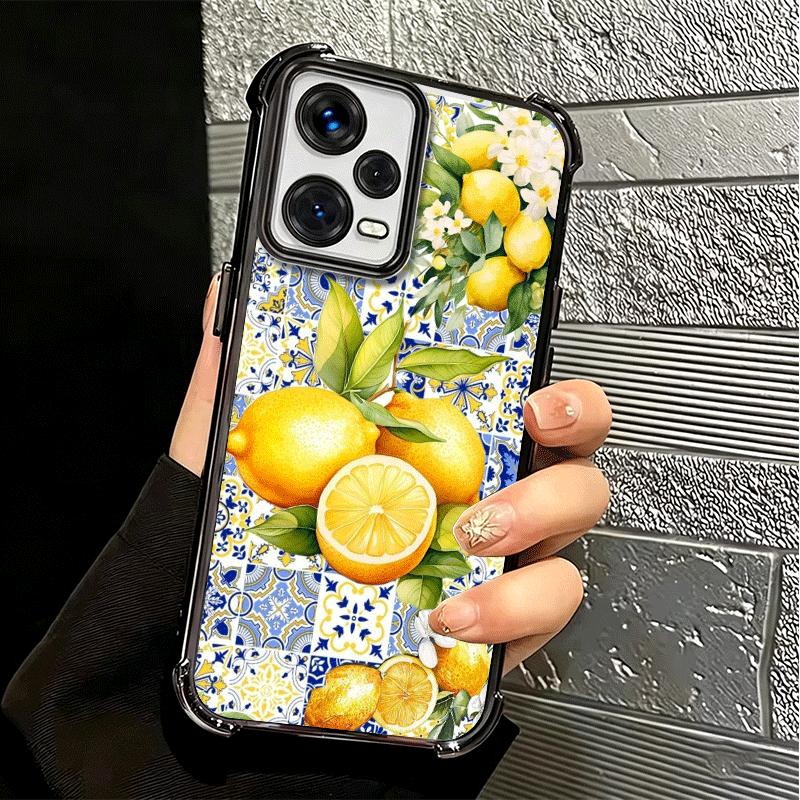 Mediterranean Lemon Soft Phone Case For Xiaomi Redmi Note 14 15 Pro Plus 13 12 11S 11T 5G 10 9S 9 Plating Anti-Fall Fundas
