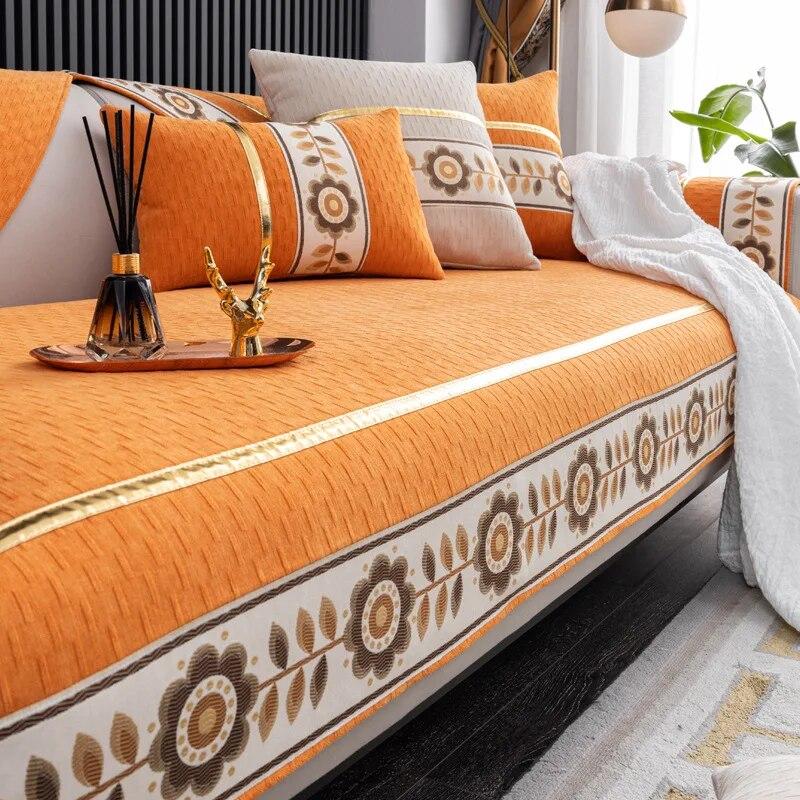 Sun Flower Gold Edge Sofa Cover for Living Room Non-slip Sofas Towel Couch Covers L Shaped Corner Sofa Mat Seat Pad Modern Home