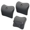 Two Black Genuine Leather Neck Pads for Honda HB Type 3 Seats Black with Compatible with Honda Step and Fit (Chrome & Emblem) - Wagon, Elsion, Freed,