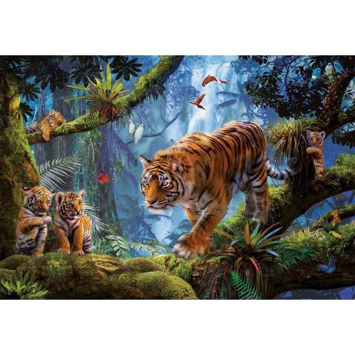 Puzzle - EDUCA - 1000 Pieces - Animals - Tigers On the Tree