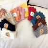 Full Finger Design Warm Gloves Knitted Material Cartoon Bear Gloves Warm Knitted Mittens  For Girls