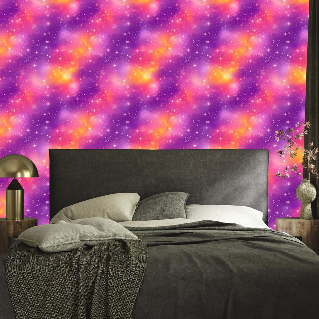 Watercolor Galaxy Wallpaper In Violet, Purple and Powder Pink 50x1000