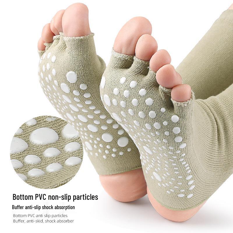Cross-Border Yoga Split-Toe and Heel-Revealing Five-Finger Socks with PVC Dots