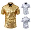 2024 European & American Men's Shiny Disco Short Sleeve Shirt - Youth Hot Stamping, European Size