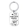 Creative Minimalist Keychain Spanish Key Pendant Metal Stainless Steel Laser Key Ring Stainless Steel Keychain for Backpack Bag Pendant