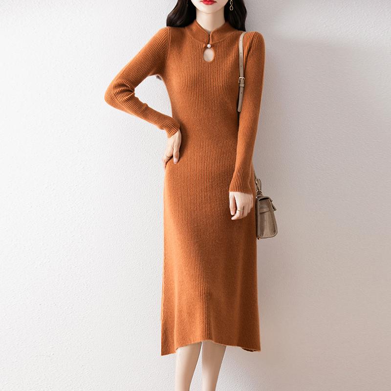 Women Sweater Dress 100% Wool MODERN NEW SAGA Turtleneck Knit Long Pullover Winter Jumpers Wool Long Dress Female