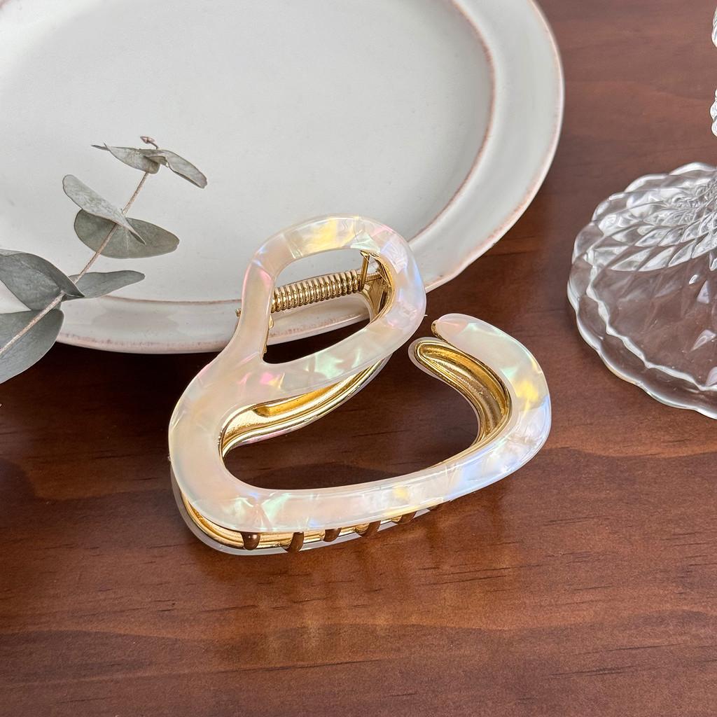 High End Acetate Metal Hair Claw Clip For Women In Elegant Tortoise Pink And More Colorful7.6cm