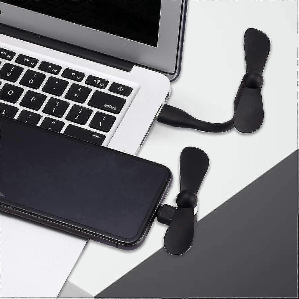 2 Pack Mini Usb Fan, Mobile Phone Fan, Mini Laptop Cooling Fan, Quiet Travel Fan, Compatible With Any Usb Port, Like Power Bank