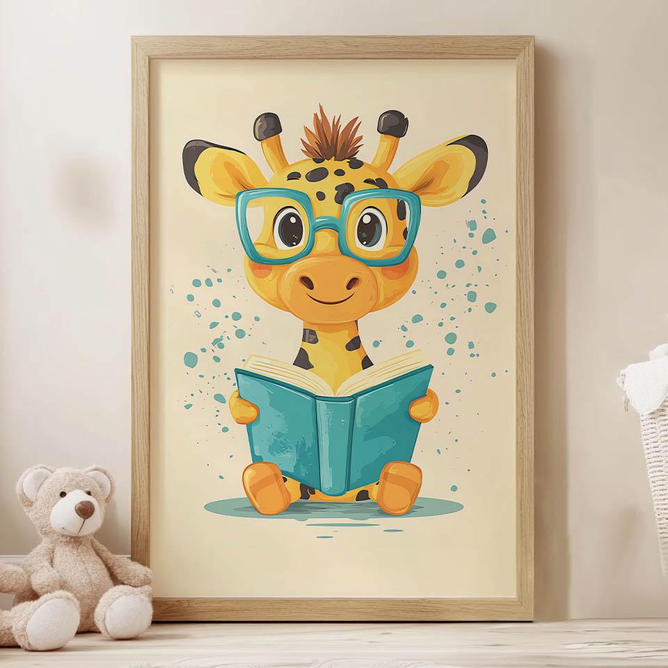 Plakat Wesoła Żyrafa W Krainie Baśni Plakat Wesoła Żyrafa W Krainie Baśni, 50X70 Cm, Bez Ramy, Papier Matowy 230 Gsm