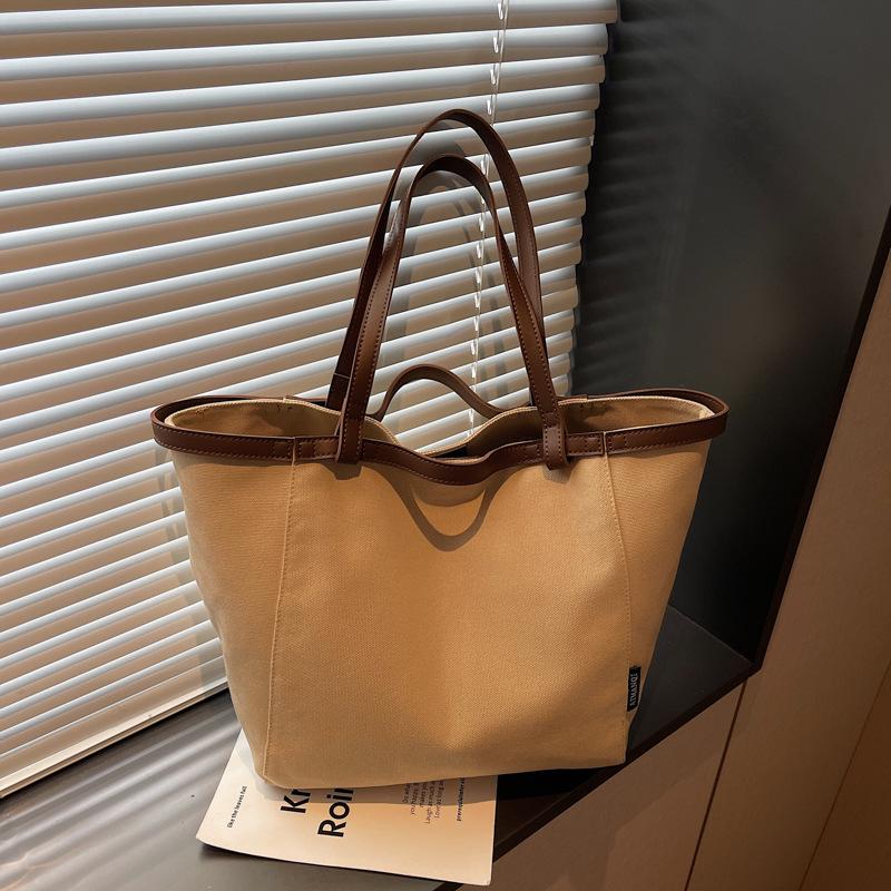 

Женская студенческая сумка-тоут для поездок 2025: Повседневная холщовая сумка через плечо большой вместимости 42cm x 13cm x 28cm