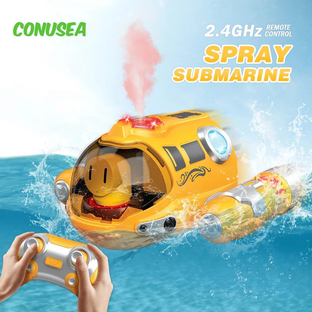 Submarino RC Lancha Motora de Rociado Barco 2.4g Barcos de Control Remoto Impermeable Máquina Eléctrica Juguetes Acuáticos Para Niños Niños Regalos
