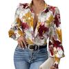 European and American women's clothing new tops, lapel bubble long-sleeved loose printed shirt