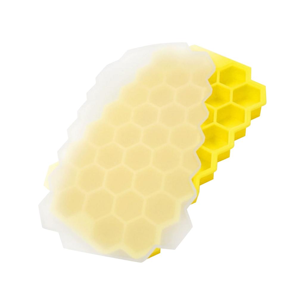Vassoio per cubetti di ghiaccio in silicone con coperchio, stampo esagonale, 37 cavità, flessibile, antiaderente, per congelatore e cucina