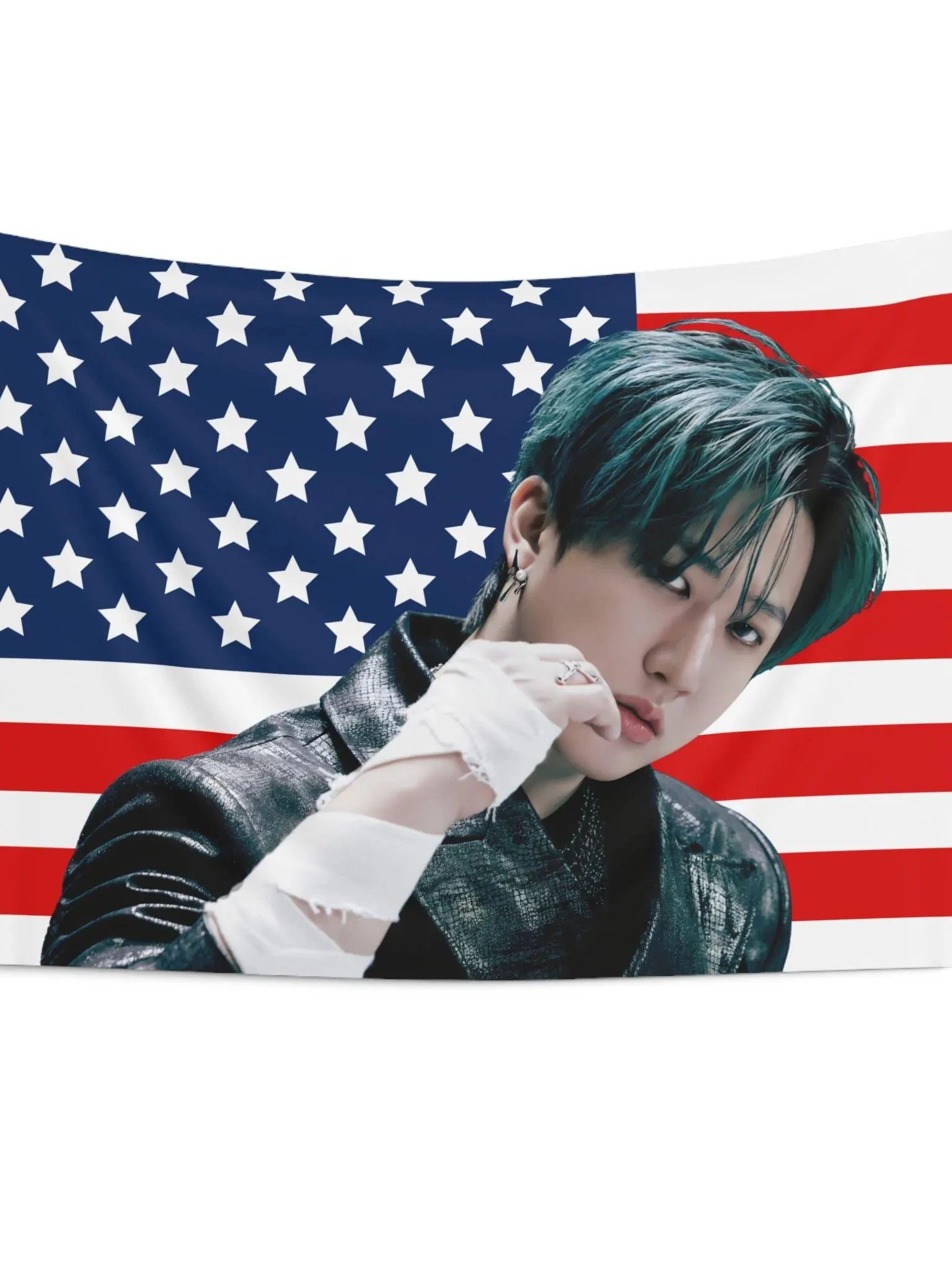 Changbin Giant American Flag Aesthetic Wall Hanging Bedroom Dormitory Background Cloth Birthday Gift Wallpaper Sticker 74x94cm(29x37in)