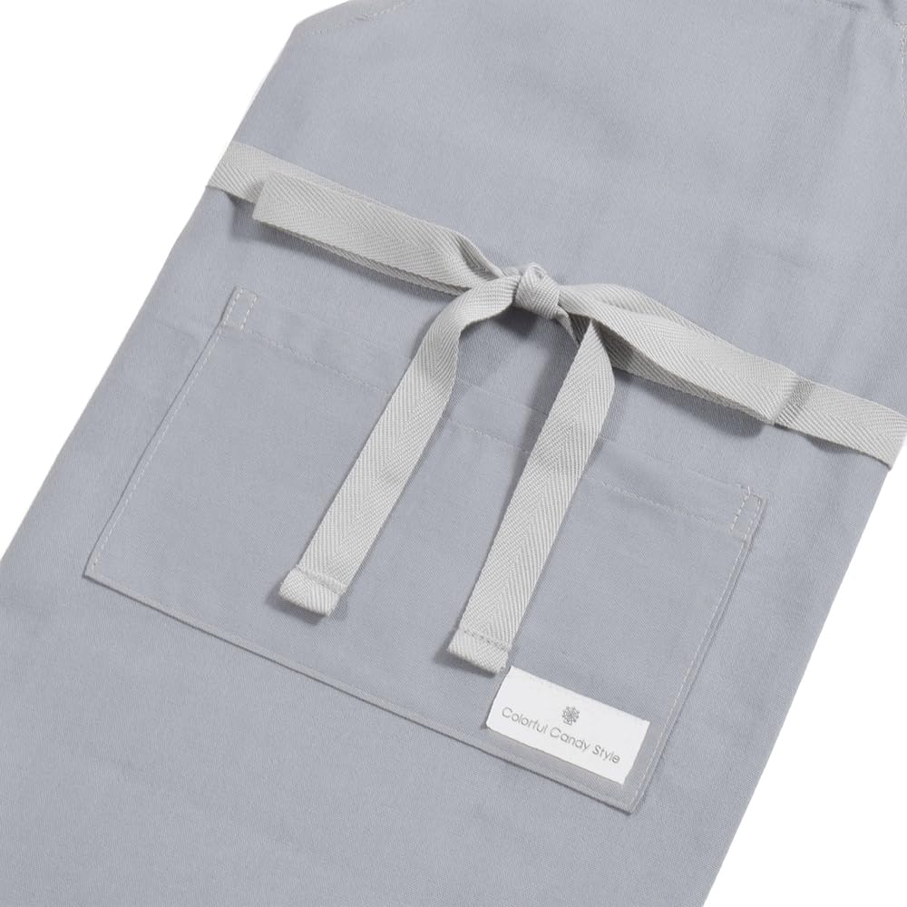 COLORFUL CANDY STYLE Apron In Solid Color with Grayish for Boys School Easy To Put On and Take Children's (100-120cm) Blue, (Elementary Age), Off,