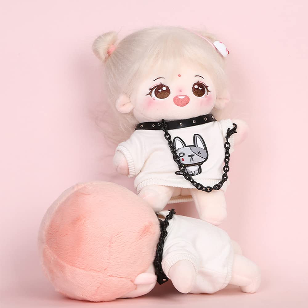 Niannyyhouse 15cm Plush Clothes Patch Dog Set with Hoodie and Collar, Cotton Doll Clothes (A-white-15cm)
