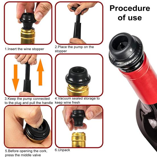 Vakuová pumpa Wine Saver se 4 zátkami Opakovaně použitelný uzávěr lahví Červené víno