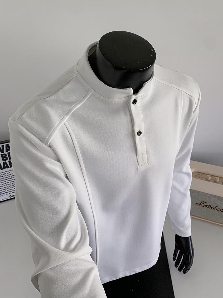 Men's Long Sleeve American Polo Henley Shirt - Spring/Autumn Trendy Cleanfit Base Layer Sweatshirt